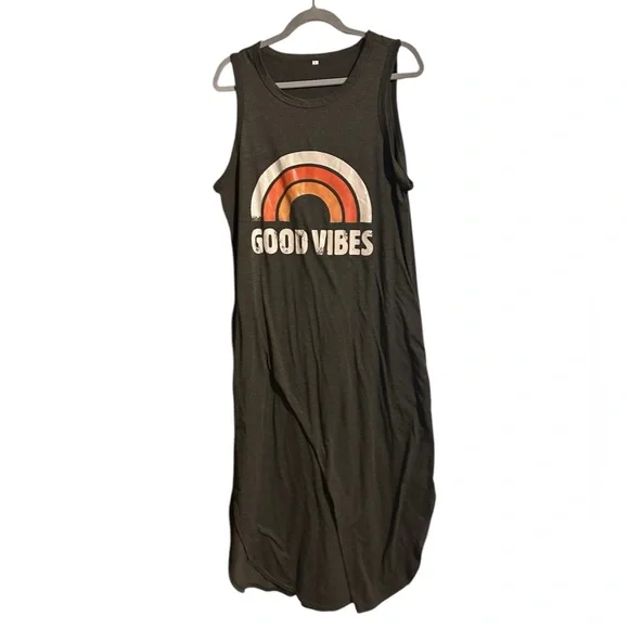 🌈4/$8🌈 Good Vibes Sleeveless Dress - Picture 1 of 2